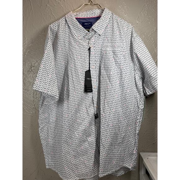 Geometrix By Drill Mens Flamingo Short Sleeve Button Down‎ Shirt Size 3XL NWT - Picture 1 of 7